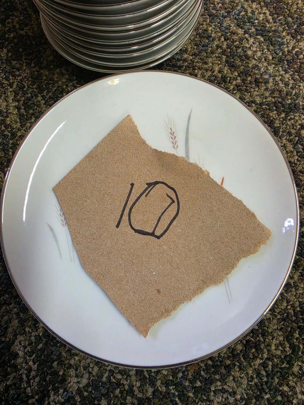 Mid Century Modern Wheat Motif Silver Trim Dinner Plates Set Of 10